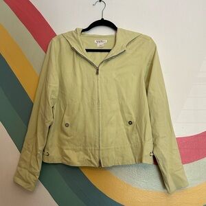 Tommy Bahama Full Zip 100% Silk Green Hooded Jacket M